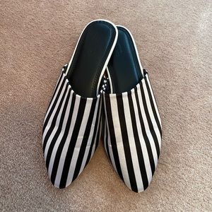 Urban Outfitters Black and White Striped Slides